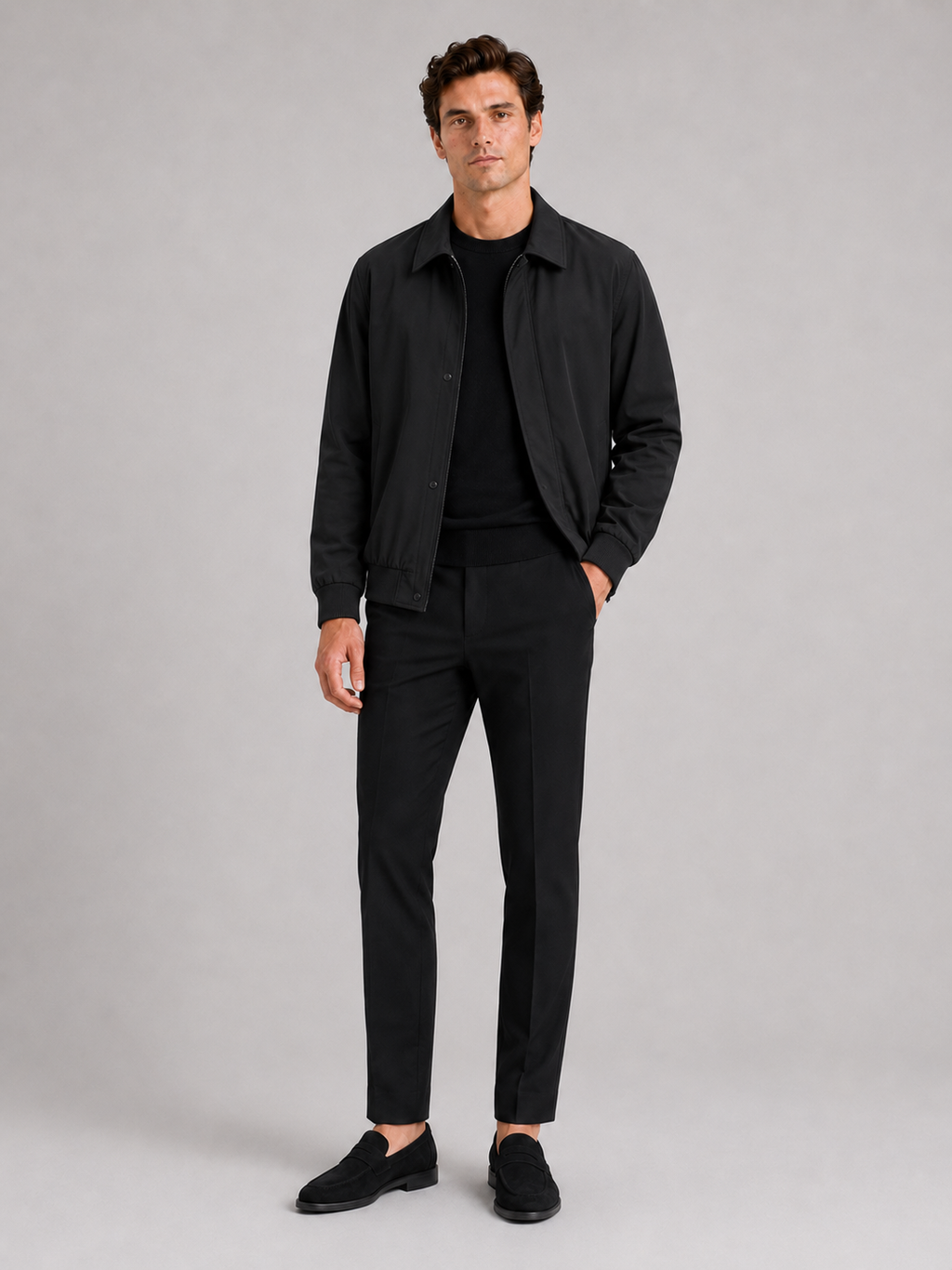 Black lapel jacket for men lightweight spring fall coat for everyday and business casual wear