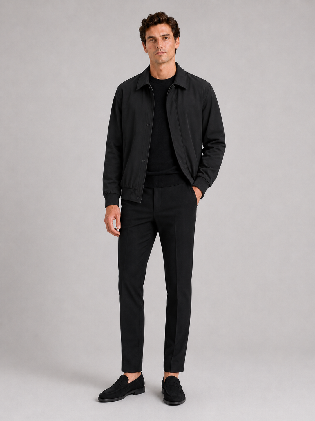 Black lapel jacket for men lightweight spring fall coat for everyday and business casual wear