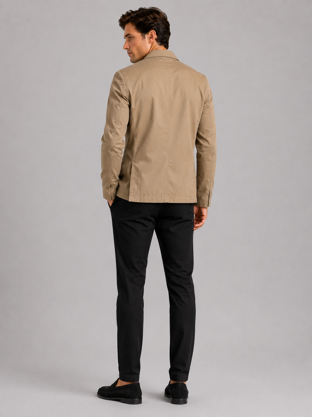 Men’s khaki washed cotton blazer comfortable business casual jacket for smart everyday outfits