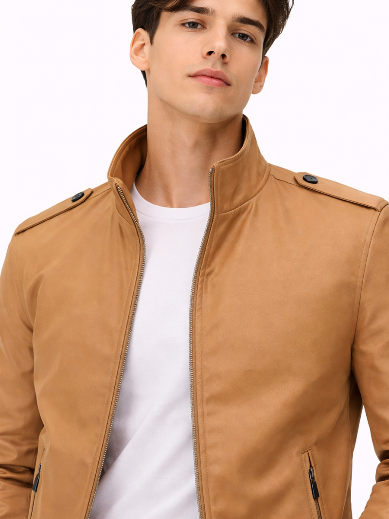 Men’s Stand Collar Trench Jacket Slim Fit Lightweight Business Coat Tailored Outerwear for Office, Travel and Smart Casual Wear