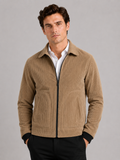 Men wearing khaki corduroy fall jacket thick warm casual outdoor everyday style