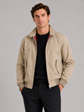 Men wearing khaki Harrington fall jacket breathable zip up casual everyday style