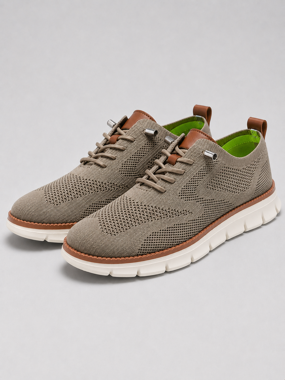 Khaki mesh sneakers for men lightweight lace up shoes for travel and everyday wear