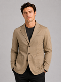 Men wearing khaki military blazer jacket washed cotton casual fall business casual style