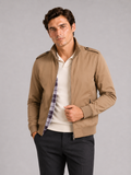 Men wearing khaki stand collar trench jacket slim fit lightweight business coat smart casual style