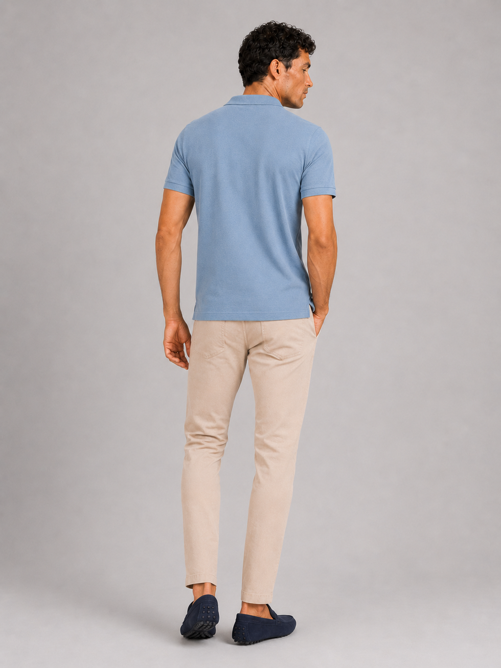 Men’s light blue business casual polo shirt soft comfortable summer top with polished fit
