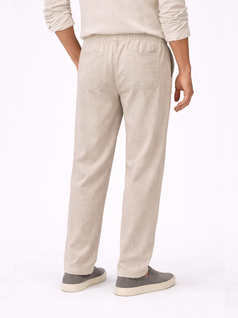 Beige linen pants relaxed fit soft breathable fabric comfortable casual summer outfit