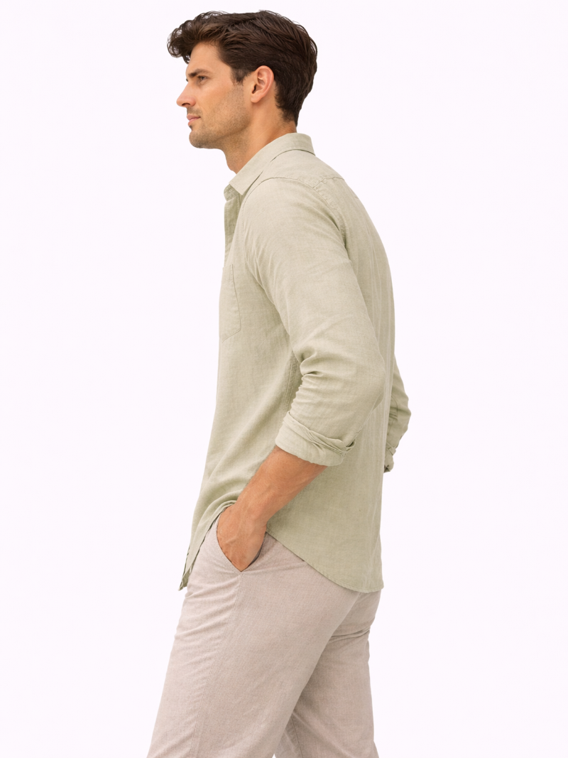 Mint green lightweight linen shirt soft breathable fabric minimal modern summer look