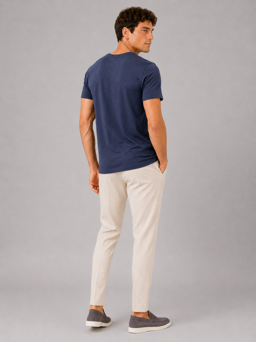 Men’s navy short sleeve cotton t shirt soft casual basic for everyday outfits
