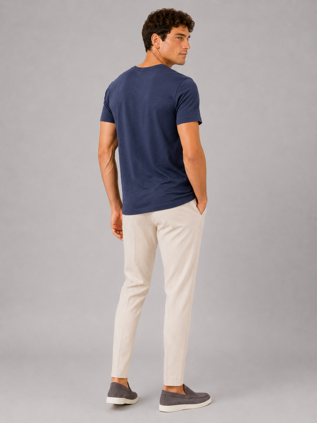 Men’s navy short sleeve cotton t shirt soft casual basic for everyday outfits