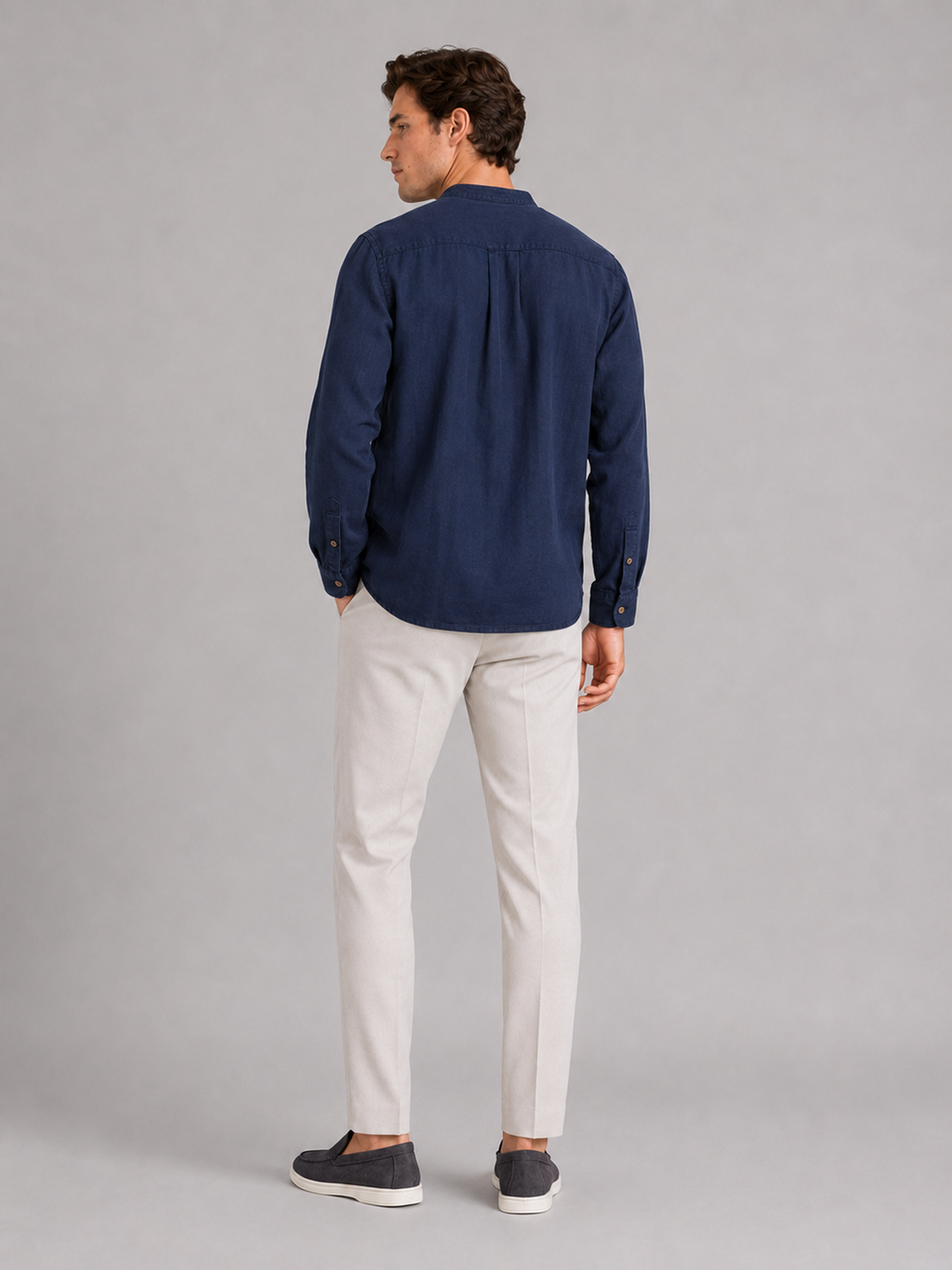 Men’s navy casual shirt comfortable breathable summer layer for relaxed outfits