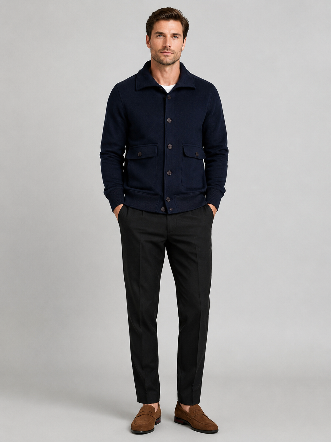 Navy chore jacket for men windproof fall winter outerwear for outdoor and everyday wear