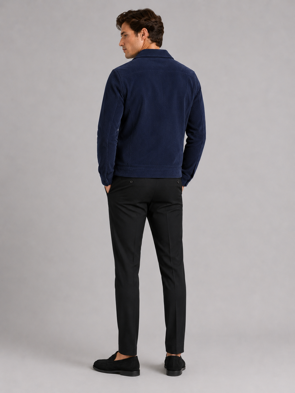 Men’s navy thick corduroy fall jacket comfortable casual coat for everyday outfits