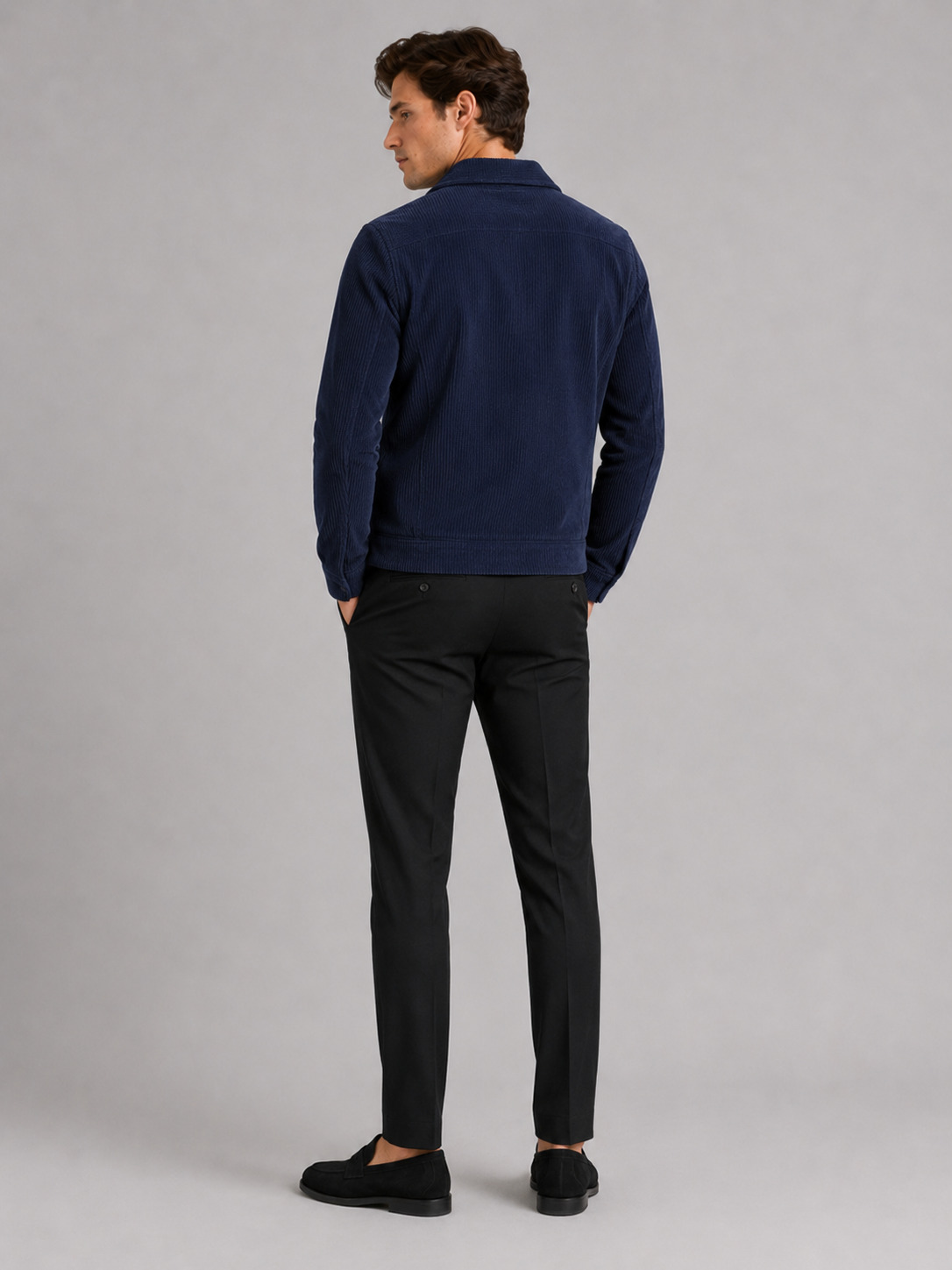 Men’s navy thick corduroy fall jacket comfortable casual coat for everyday outfits