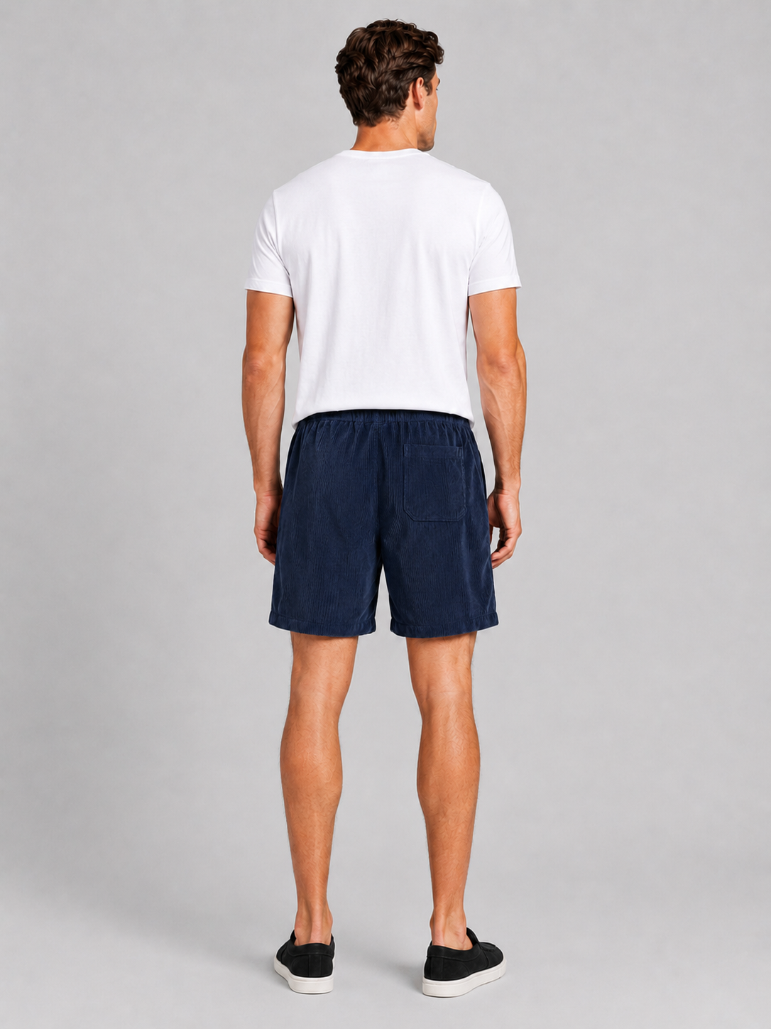 Navy corduroy shorts for men loose fit summer bottoms for beach and outdoor wear