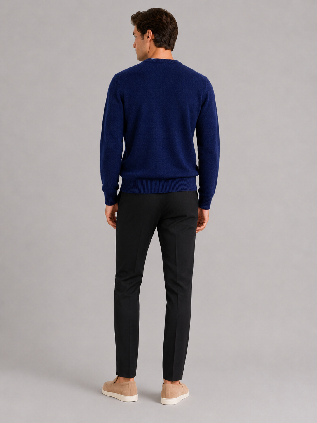 Men’s navy knit sweater comfortable relaxed fit top for casual cold weather outfits