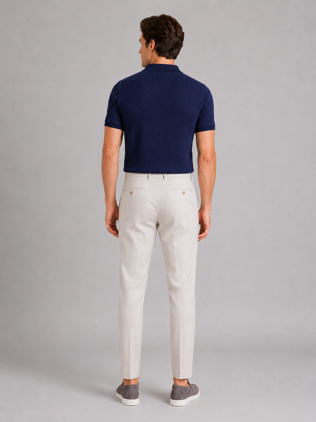 Men’s navy breathable polo shirt comfortable short sleeve knit top for casual summer outfits