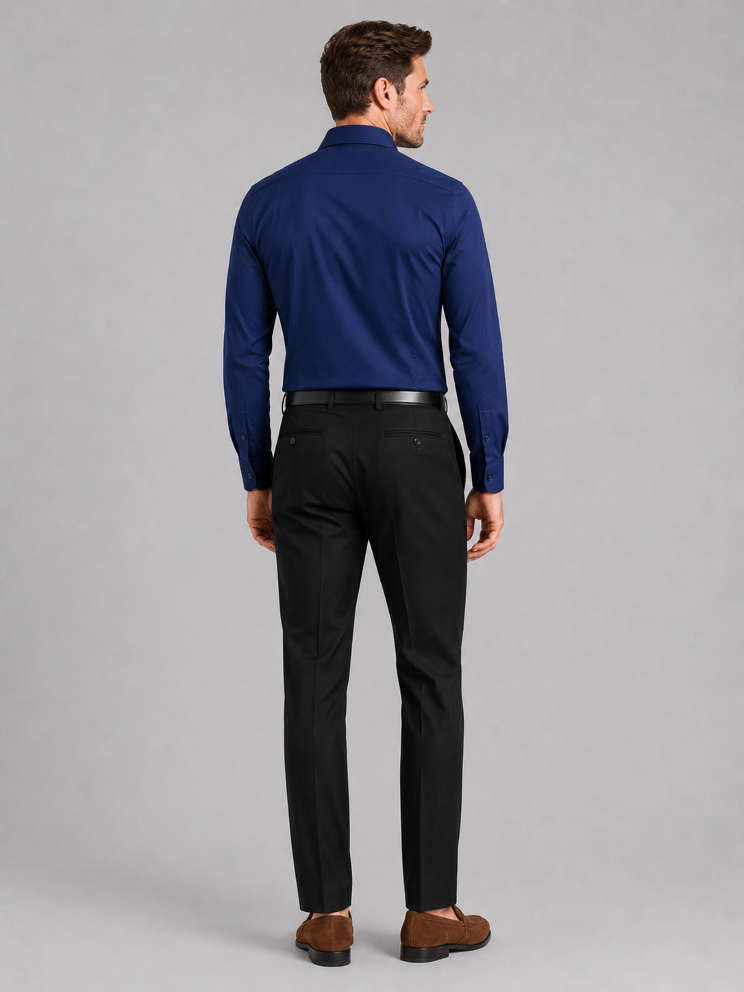 Men’s navy non iron stretch shirt comfortable professional top for office and everyday outfits