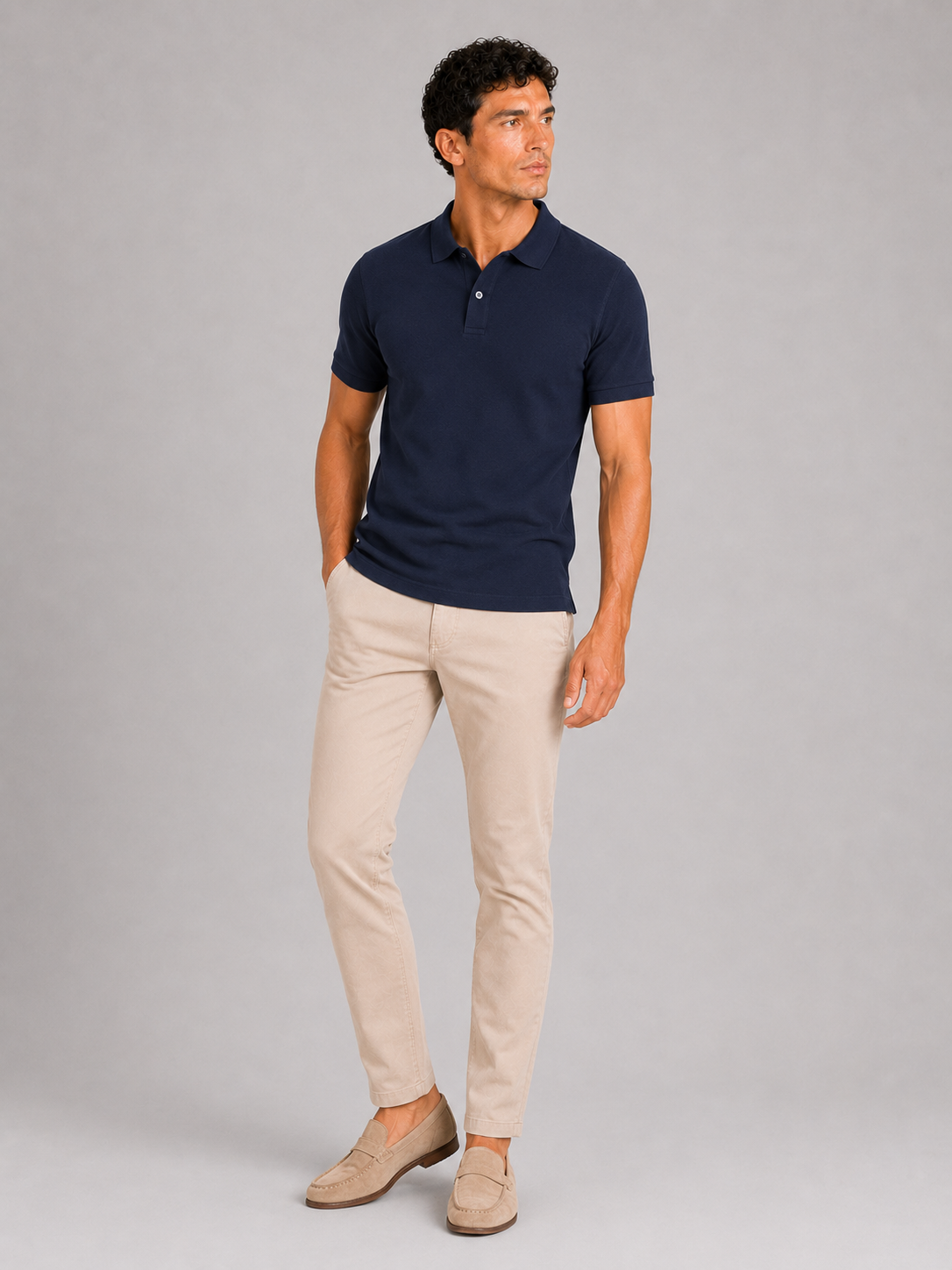 Navy short sleeve polo shirt for men lightweight breathable golf and summer wear
