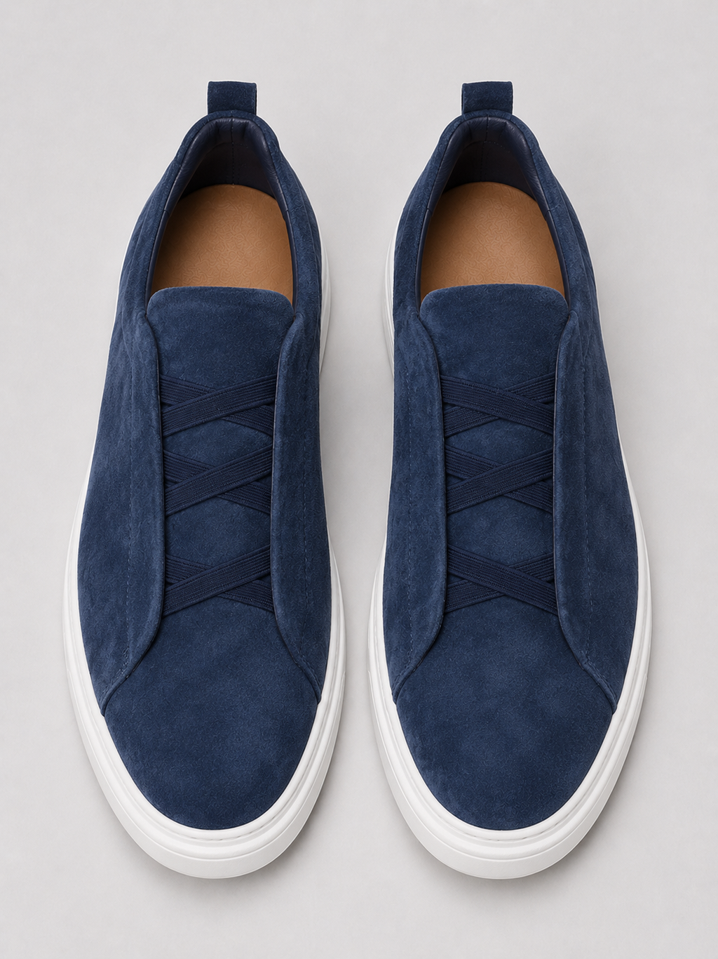 Navy suede slip on sneakers for men breathable casual shoes for travel and summer outfits