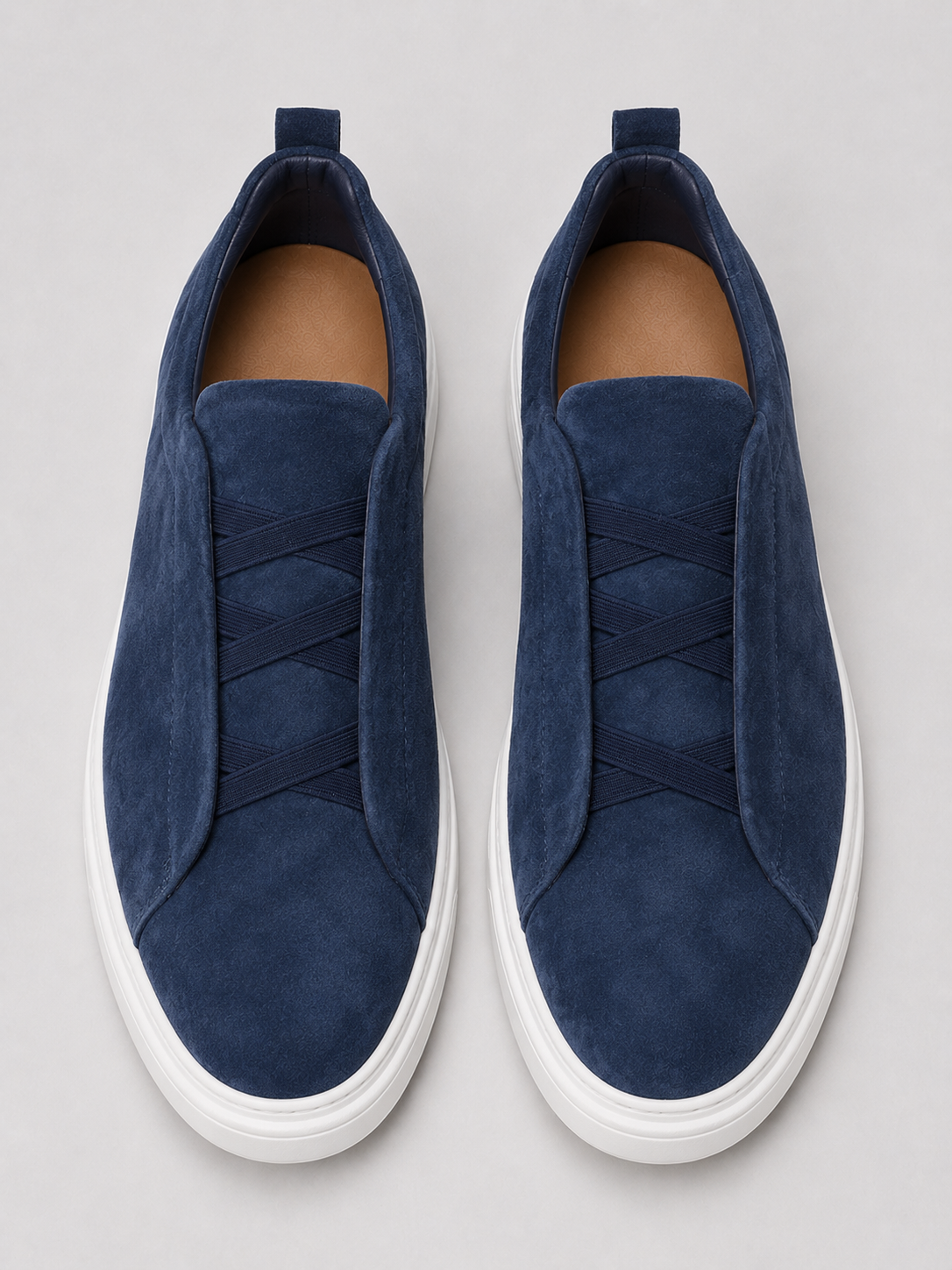 Navy suede slip on sneakers for men breathable casual shoes for travel and summer outfits