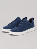 Men’s navy lightweight suede sneakers comfortable slip on footwear for relaxed everyday style