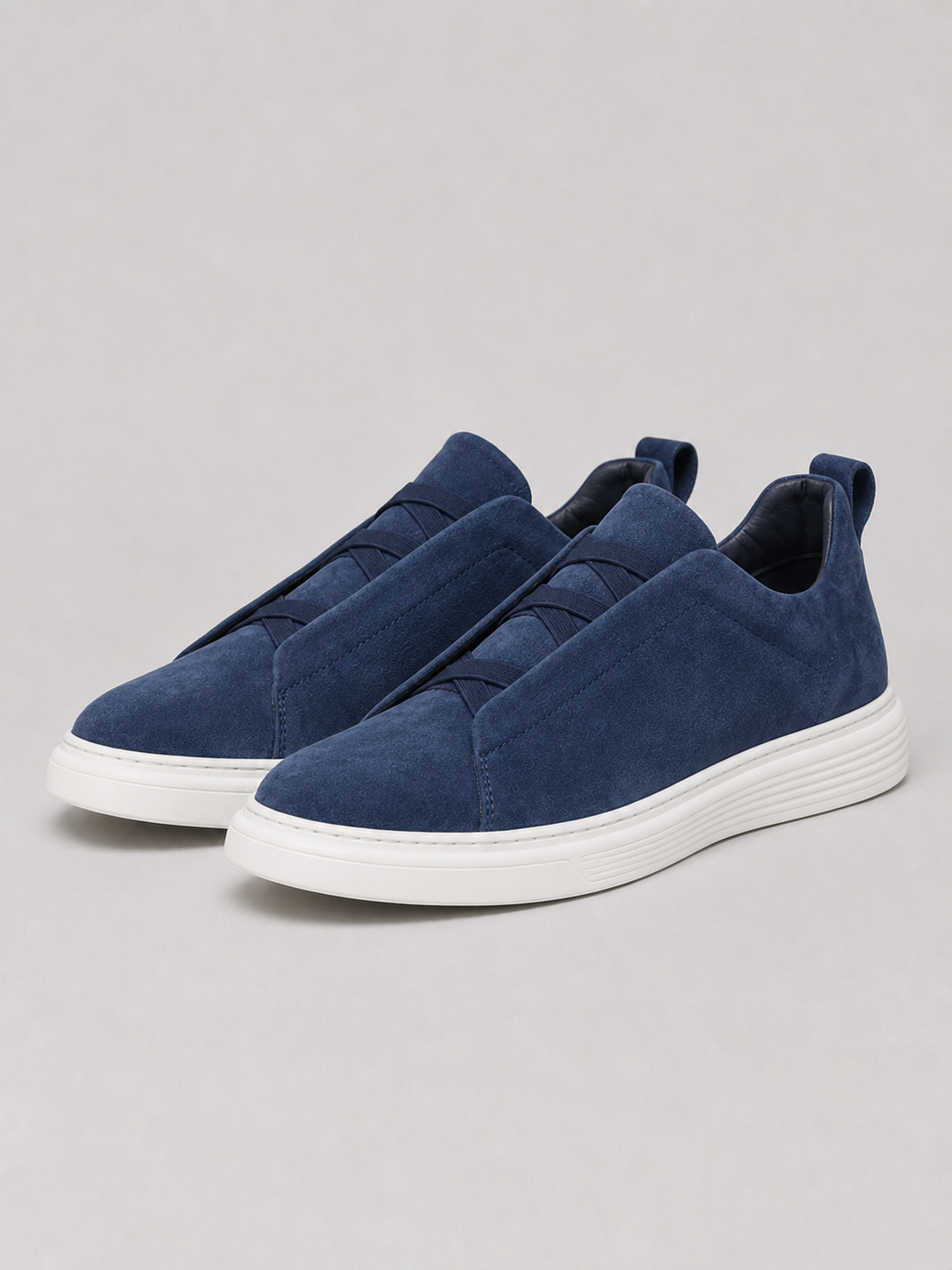 Men’s navy lightweight suede sneakers comfortable slip on footwear for relaxed everyday style