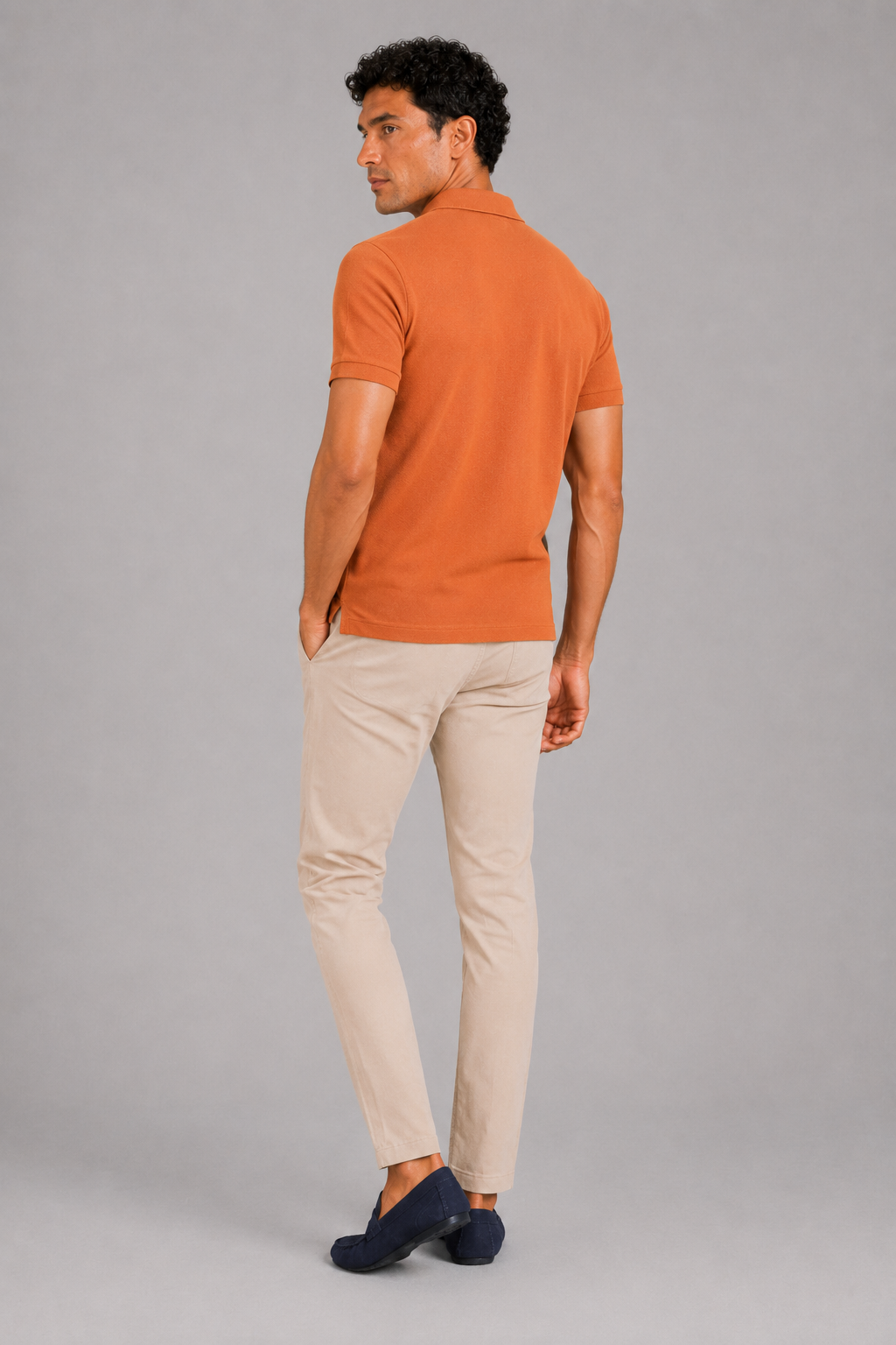 Orange short sleeve polo shirt for men lightweight breathable golf and summer wear
