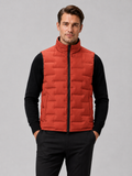 Men wearing orange white duck down vest stand collar windproof waterproof lightweight winter casual style