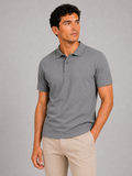 Men wearing gray silk touch polo shirt breathable short sleeve summer business casual style