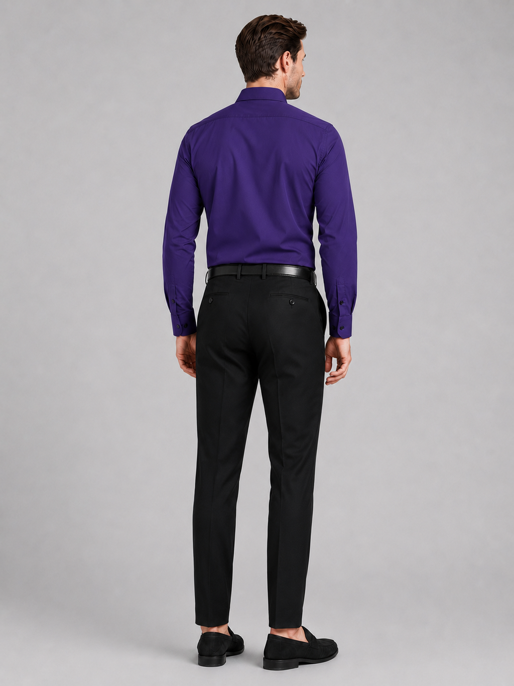 Men’s purple non iron stretch shirt comfortable professional top for office and smart casual outfits