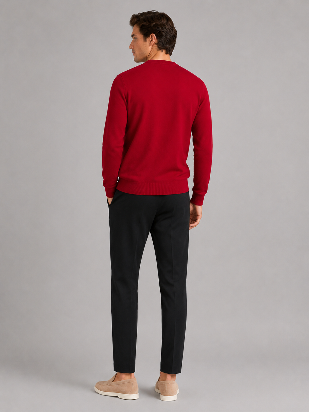 Men’s red knit sweater comfortable relaxed fit top for casual cold weather outfits