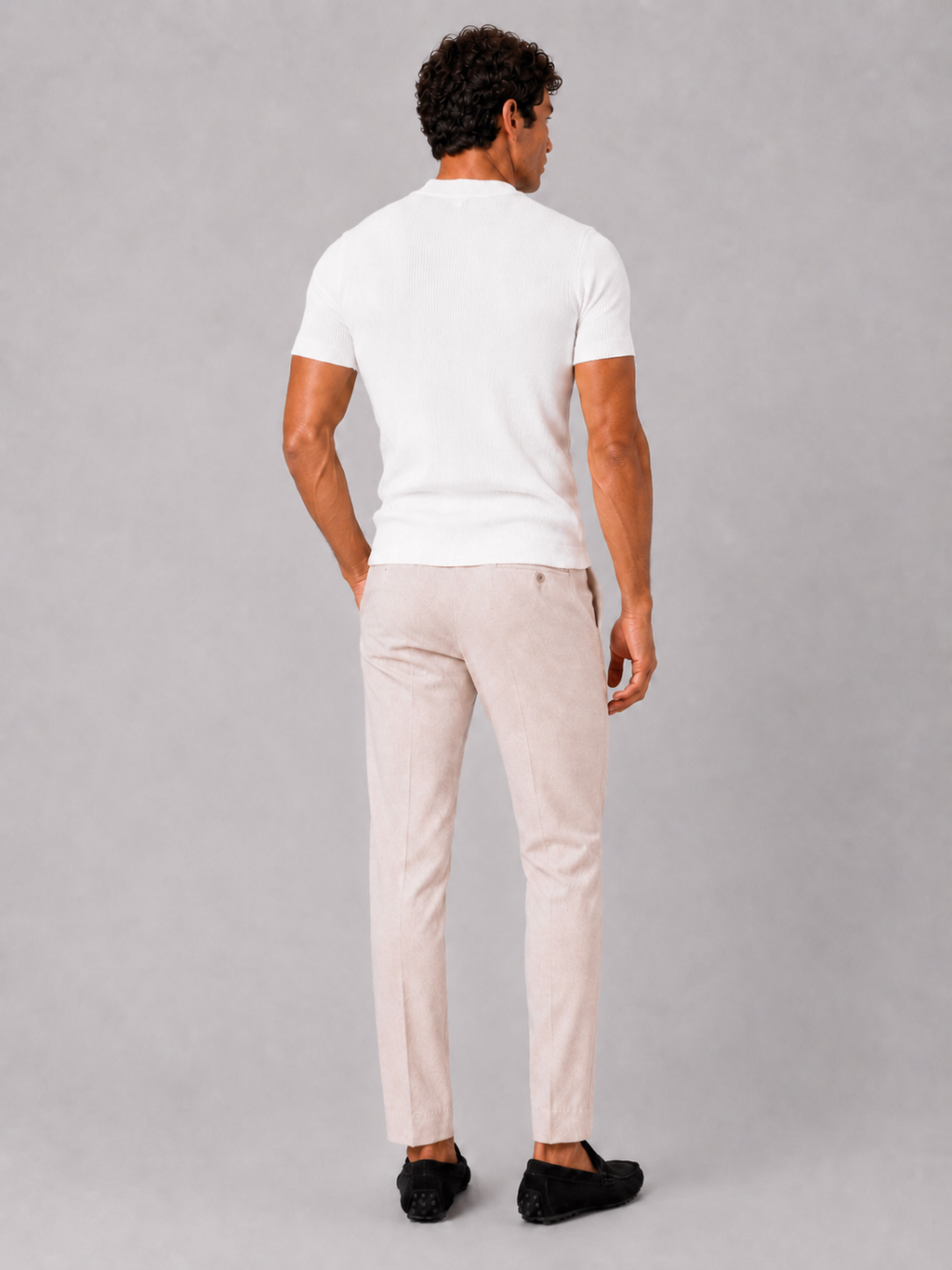Men’s white crew neck ribbed t shirt comfortable stretch fabric for everyday outfits