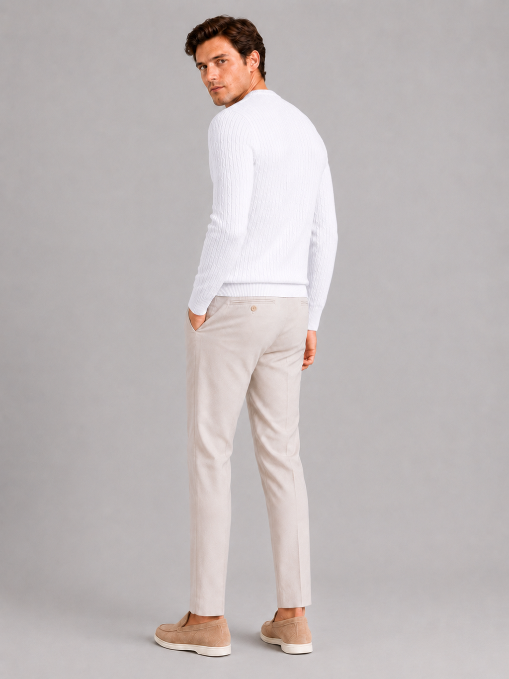 Men’s wine cable knit pullover soft lightweight sweater for business casual outfits