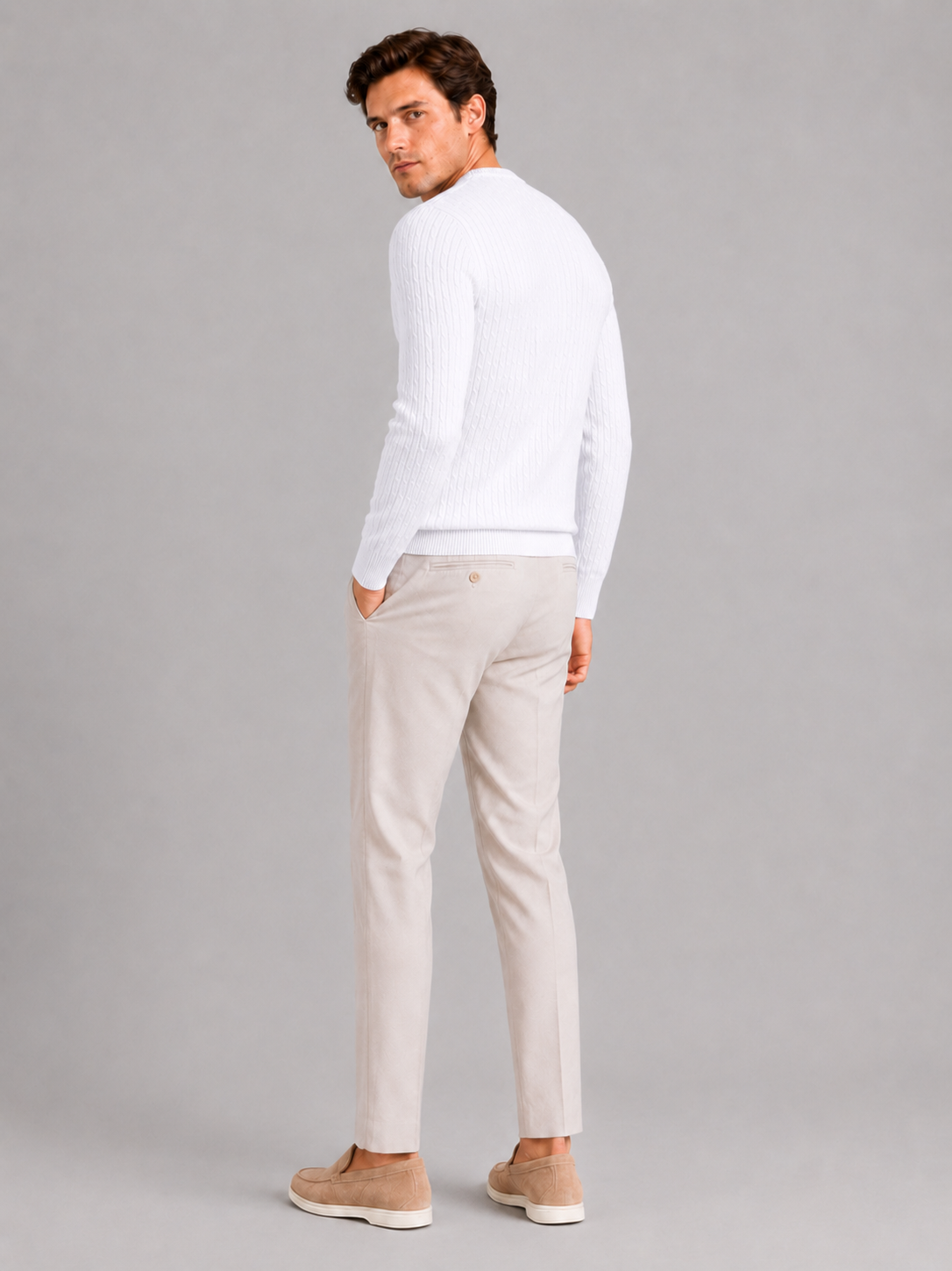 Men’s wine cable knit pullover soft lightweight sweater for business casual outfits