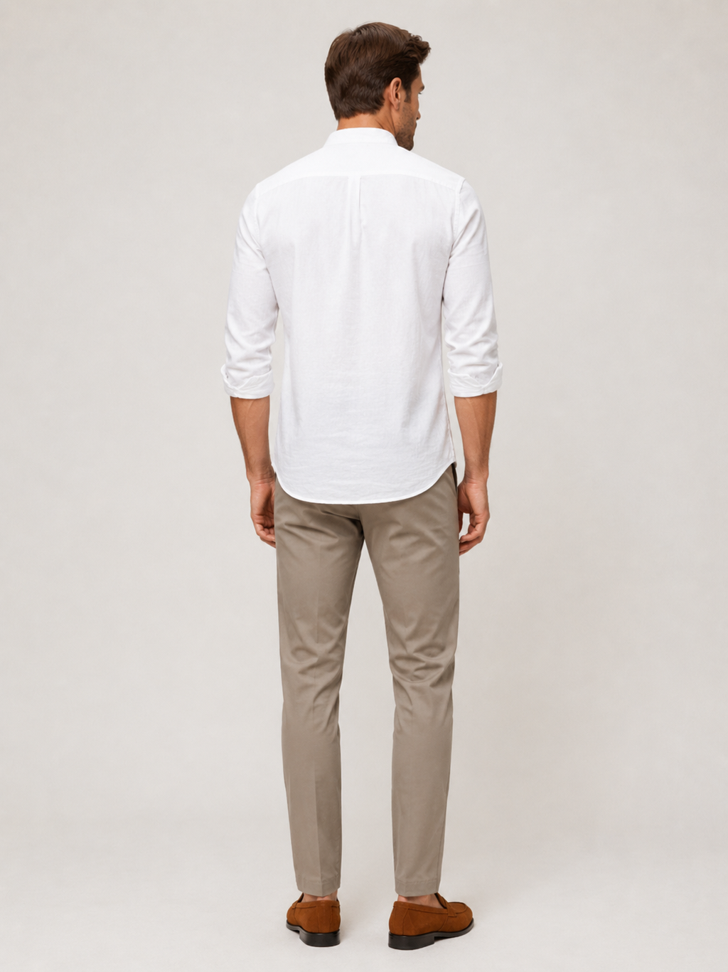 Men’s white breathable linen button down shirt comfortable lightweight top for casual summer outfits