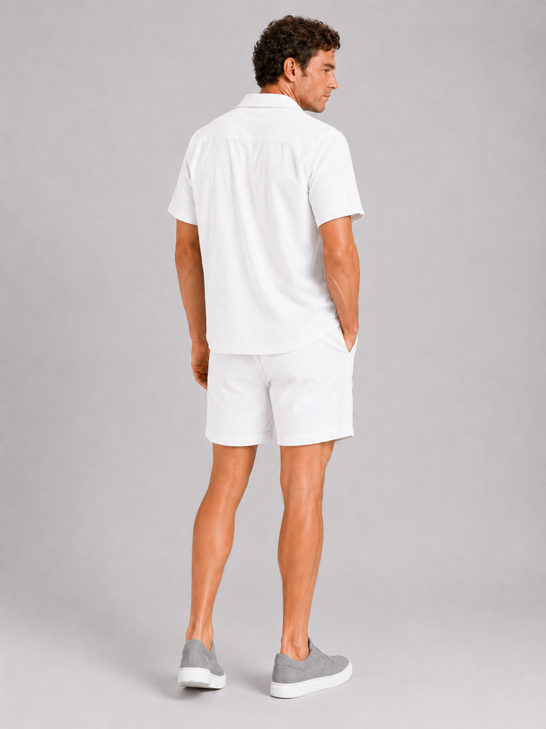 Men’s white summer co ord set comfortable vacation outfit for casual and resort wear