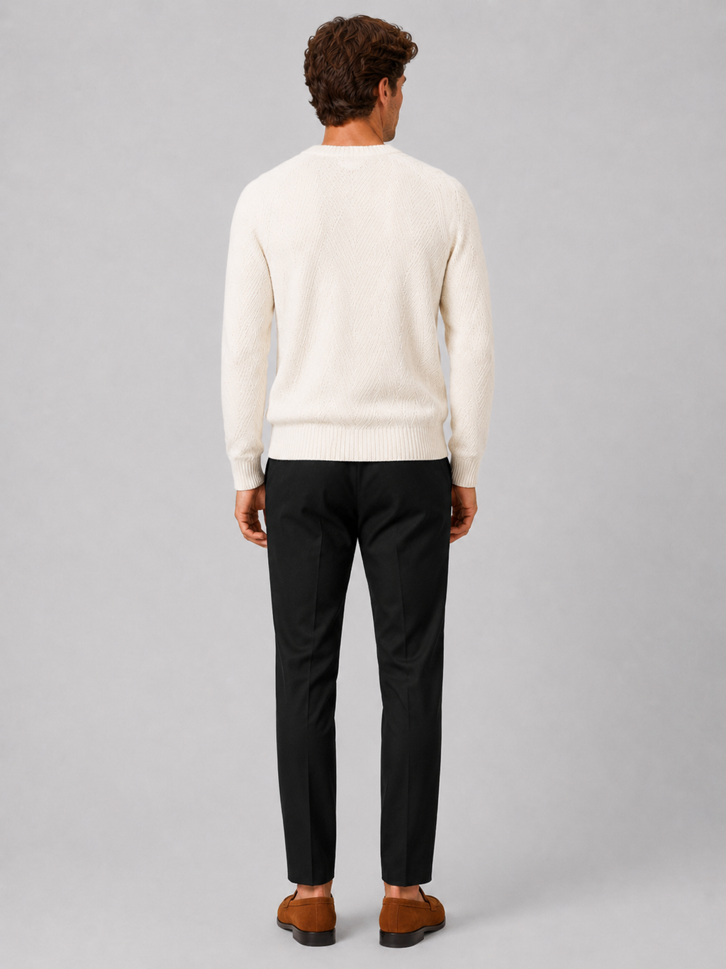 Men’s white knit sweater lightweight casual top for weekend and everyday outfits
