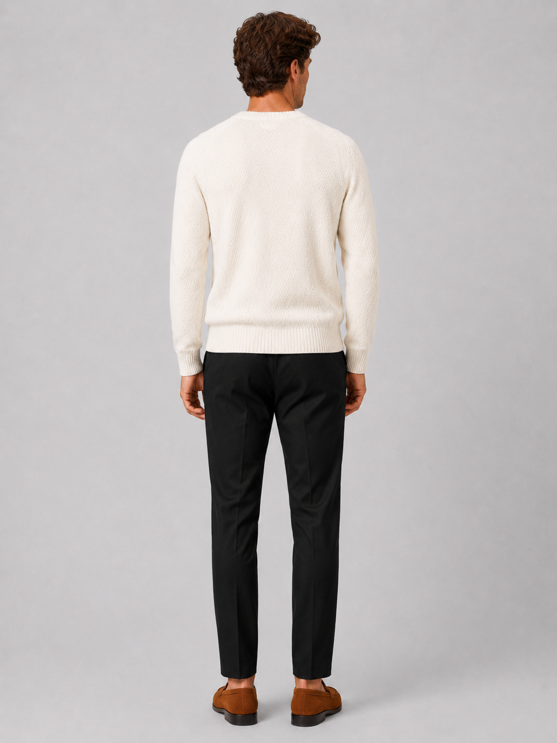 Men’s white knit sweater lightweight casual top for weekend and everyday outfits