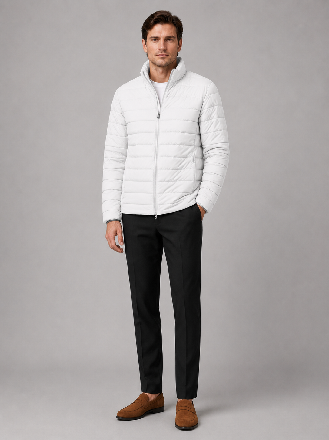 White down puffer jacket for men warm windproof waterproof winter coat for outdoor and everyday wear