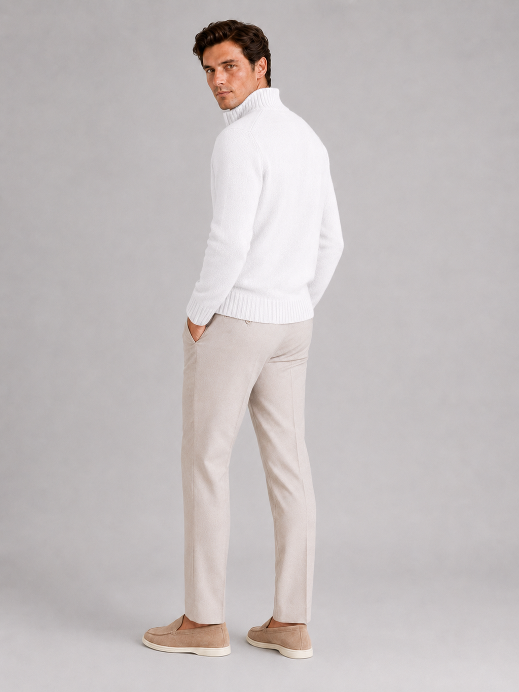 White half zip knit sweater for men long sleeve pullover for everyday fall wear