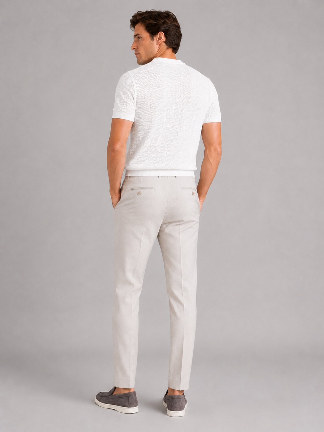 Men’s white breathable polo shirt comfortable short sleeve knit top for casual summer outfits