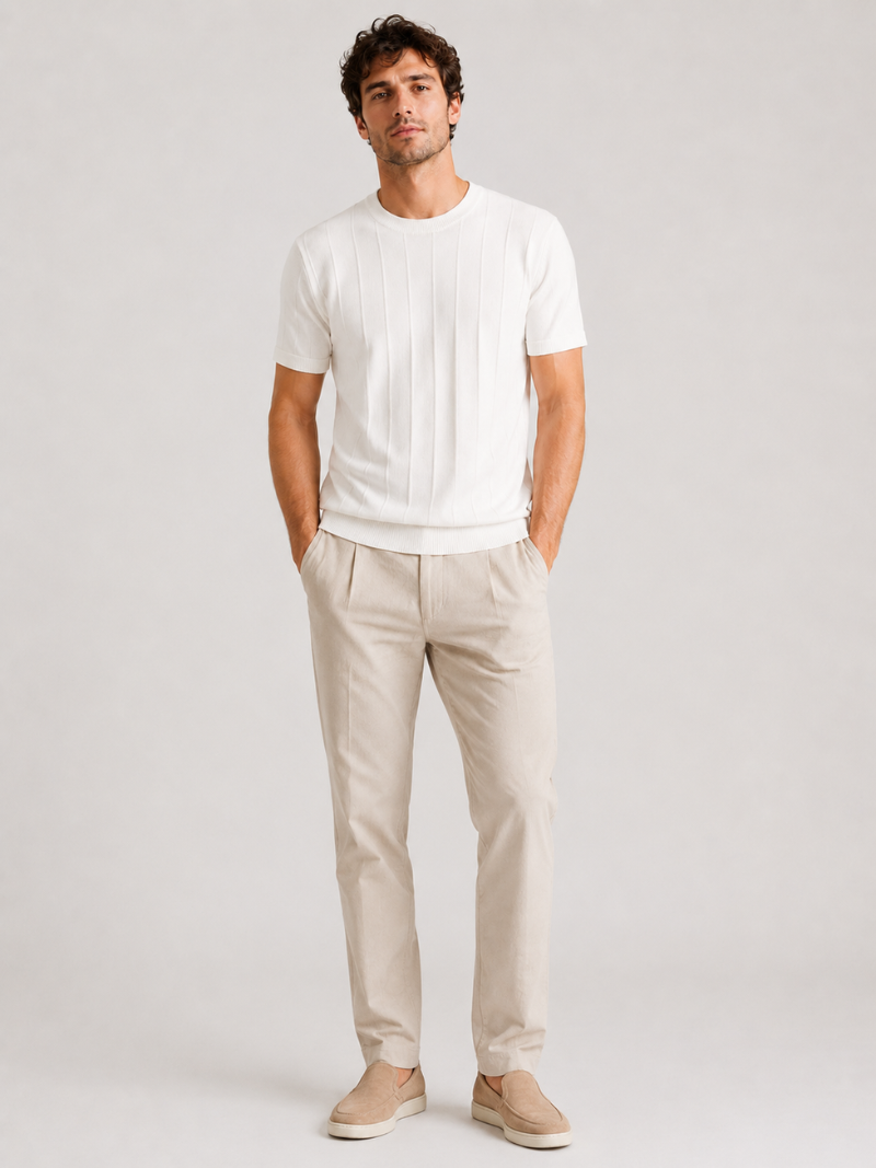 White short sleeve knit shirt for men refined lightweight top with clean modern fit