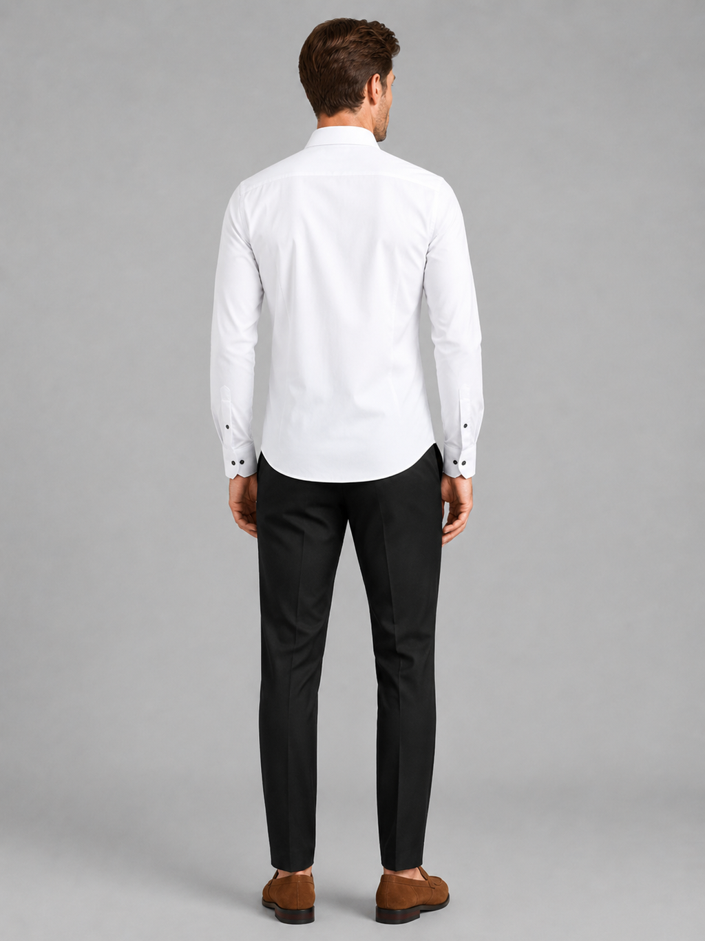 Men’s white non iron stretch shirt comfortable professional top for office and formal outfits