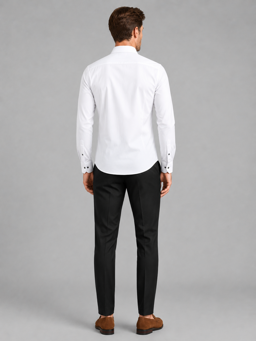 Men’s white non iron stretch shirt comfortable professional top for office and formal outfits