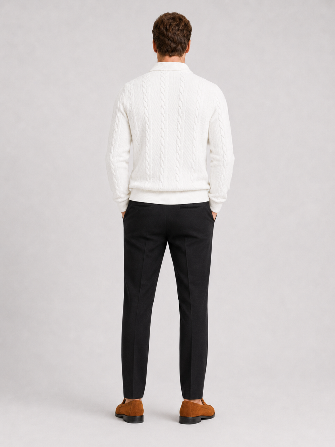 White quarter zip sweater for men long sleeve fall winter pullover for casual and everyday wear