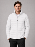 Men wearing white down puffer jacket stand collar windproof waterproof winter outdoor style