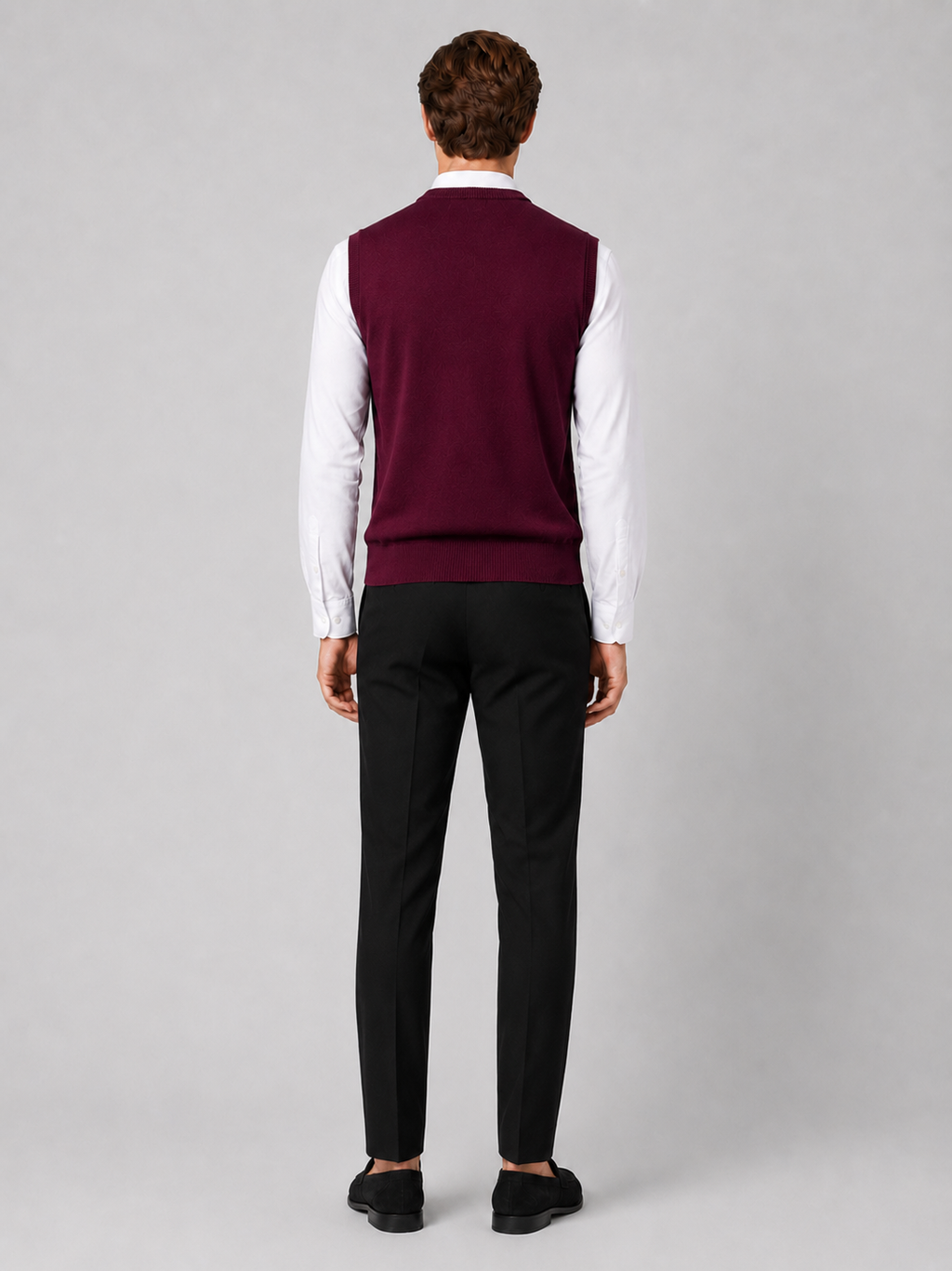 Men’s wine lightweight knit sweater vest comfortable sleeveless layer for office and everyday outfits