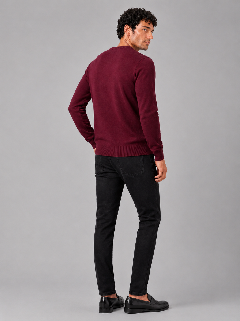 Men’s wine knit pullover soft lightweight sweater for business casual and smart casual outfits