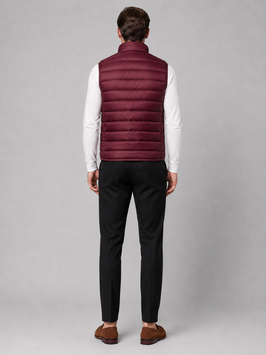 Men’s wine lightweight puffer vest comfortable insulated outerwear for casual and outdoor outfits